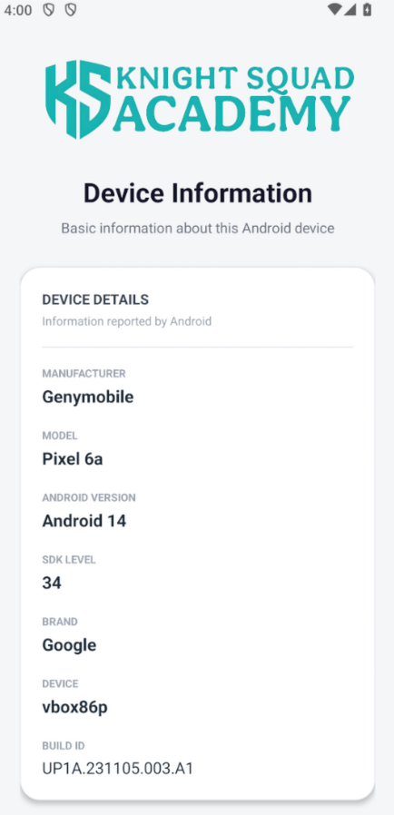 Devvice Info App Screenshot